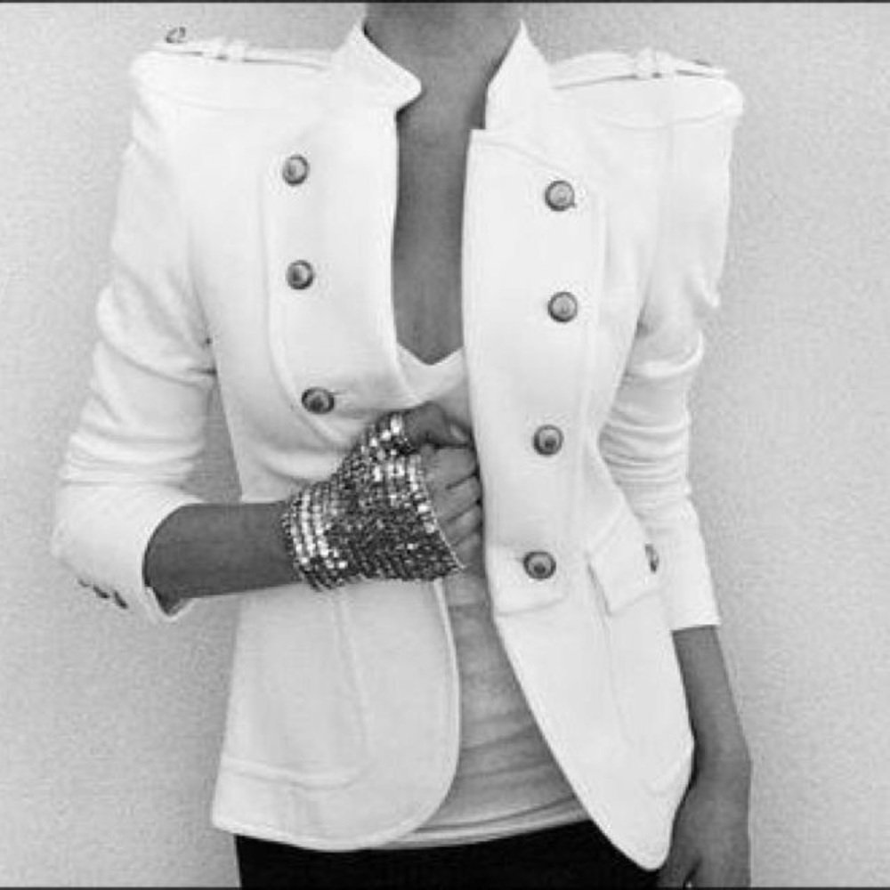 Zara White Military Style Jacket